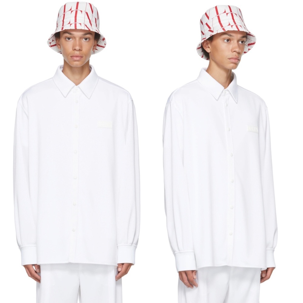 Valentino White Jersey Shirt Rubberized VLTN Logo Size 36/Small